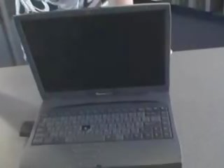 Broken laptop downblouse pov