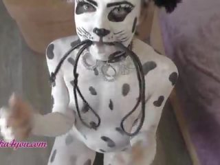 Adorable Ms In Dalmatian Costume Playfully Rides Cavalier's Big phallus